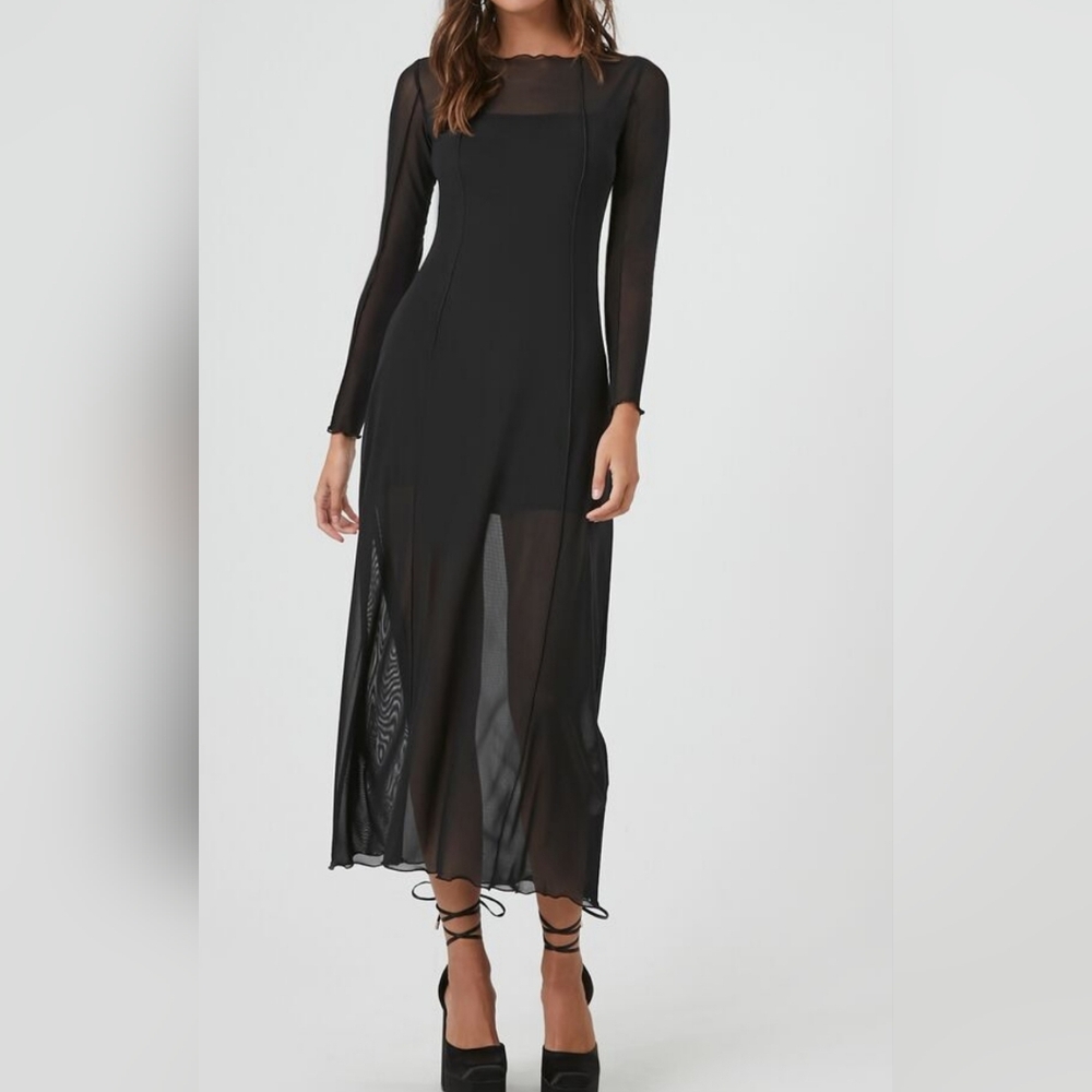 Elegant Black Sheer Maxi Dress NWT